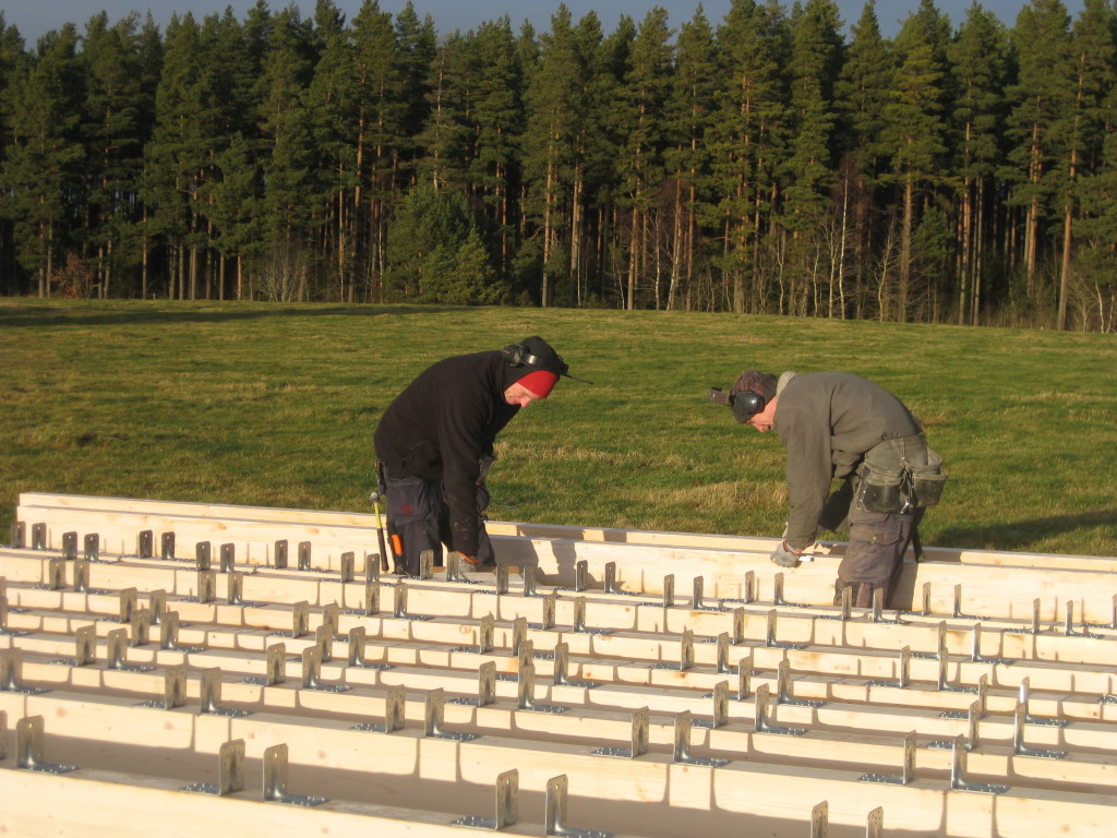 5 dec. 2011 martin och magnus, Jörgens Bygg väring, målar takstolarna till hönsstallet.